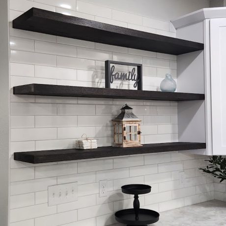 solid oak floating shelves